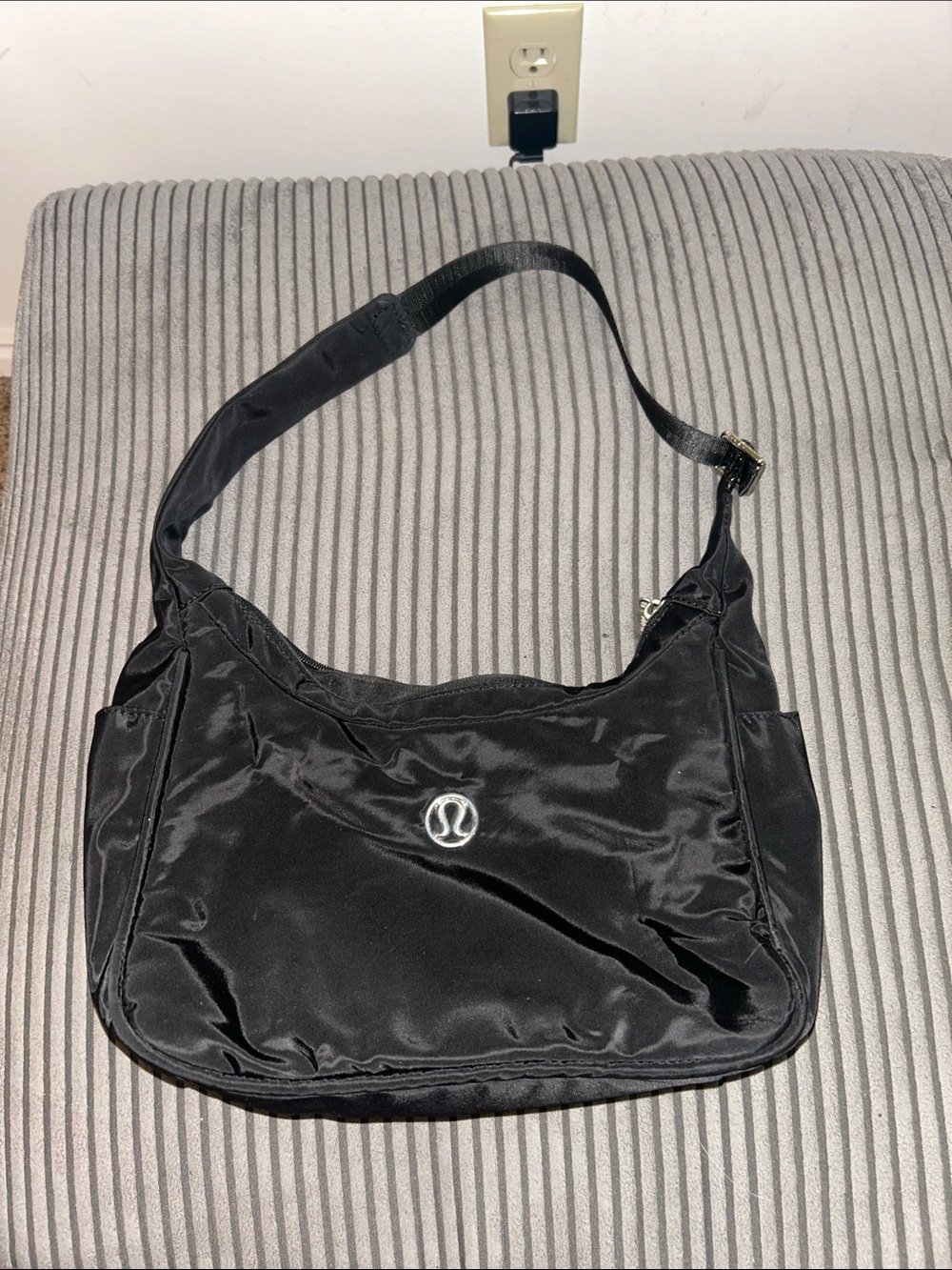 lululemon athletica Black Nylon Shoulder Hobo Bag